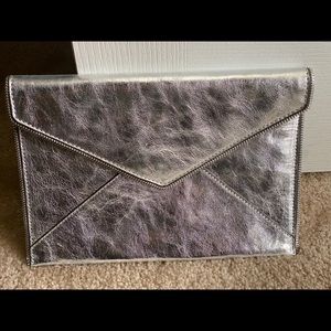 Rebecca Minkoff Silver Metallic Envelope clutch